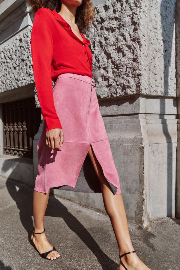 FAUX SUEDE MIDI SKIRT