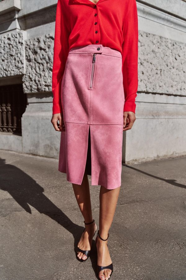 FAUX SUEDE MIDI SKIRT