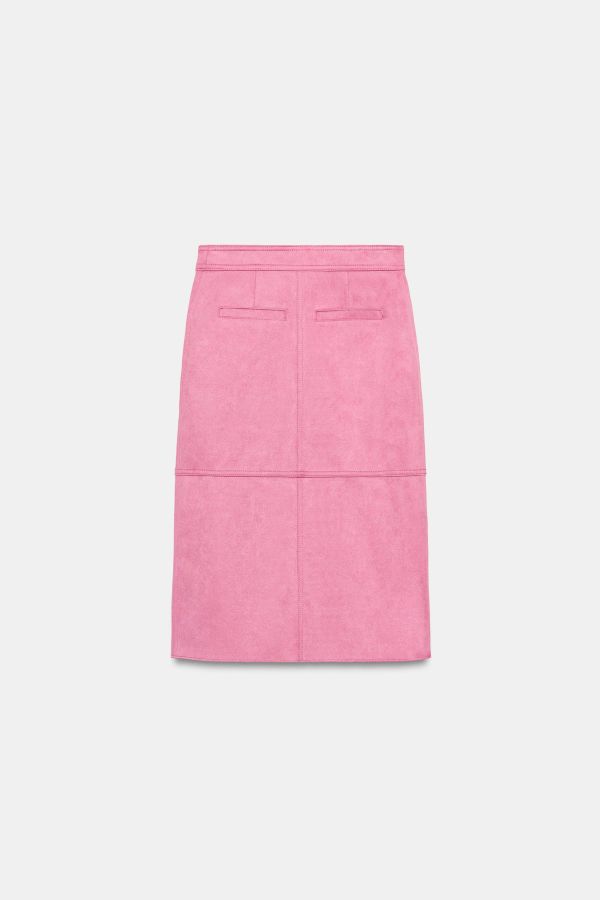FAUX SUEDE MIDI SKIRT