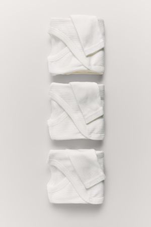 0-6 MONTHS/ THREE-PACK OF LONG-SLEEVE BODYSUITS WITH KIMONO COLLAR