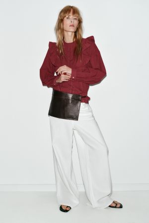 ROMANTIC PERFORATED EMBROIDERED BLOUSE