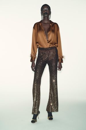 SATIN EFFECT FEATHER BLOUSE