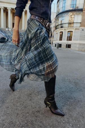 METALLIC BUCKLE HEEL BOOTS