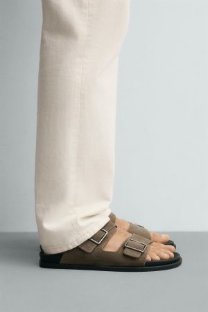 DOUBLE STRAP LEATHER SANDALS