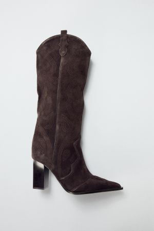 SPLIT LEATHER HEELED BOOTS