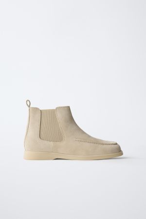 LEATHER BOAT ANKLE BOOTS