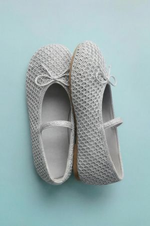 METALLIC CROCHET BALLET FLATS