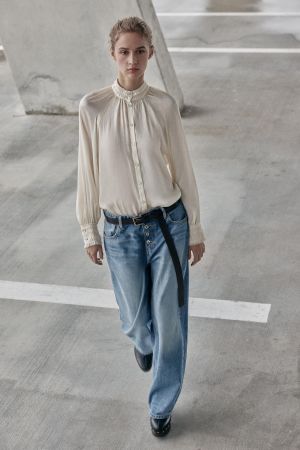 SATIN EFFECT HIGH NECK BLOUSE