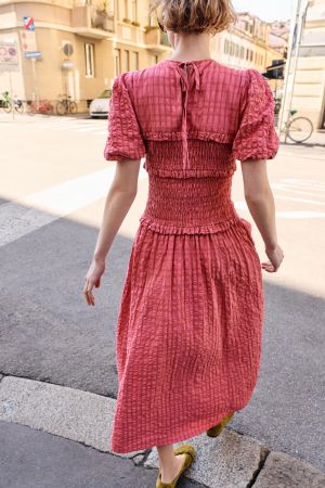 SMOCKED MIDI DRESS